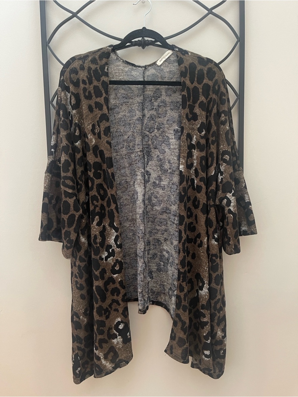 Cute Fall Kimono Cardigan Newbury Kustom Brown & Black Leopard